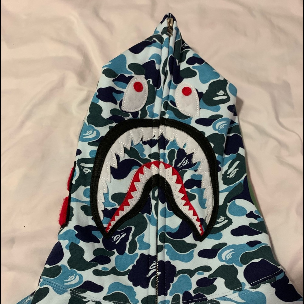 BAPE ABC Shark Blue Full Zip Hoodie Size Medium